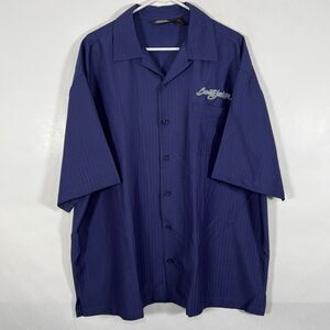 Barrett-Jackson Short Sleeve Button Up Shirt Mens Size 3XL Navy Blue Rayon Blend